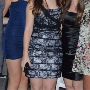 Express Black Lace and Silver Mini Dress